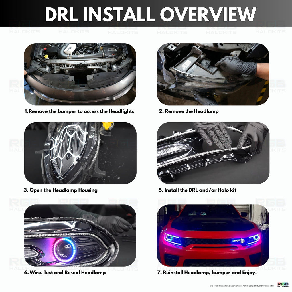 RGB Halo Kits Dodge Charger Flow Series DRL Boards 2.0 | Diffused LED (2015-2023)