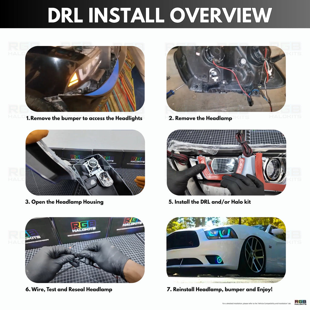 RGB Halo Kits Dodge Charger Flow Series DRL Boards (for 2011-2014 Spec-D Headlights)