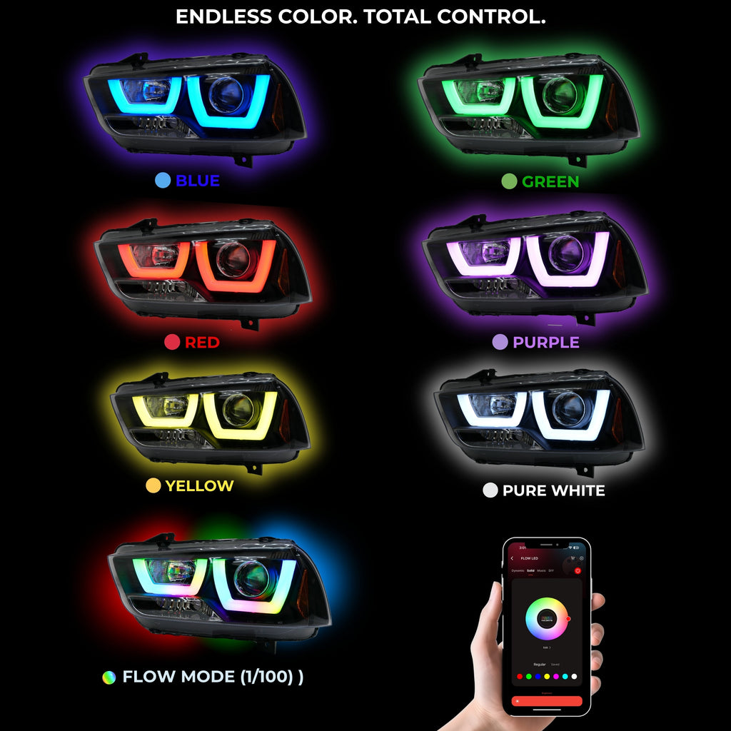 RGB Halo Kits Dodge Charger Flow Series DRL Boards (for 2011-2014 Spec-D Headlights)