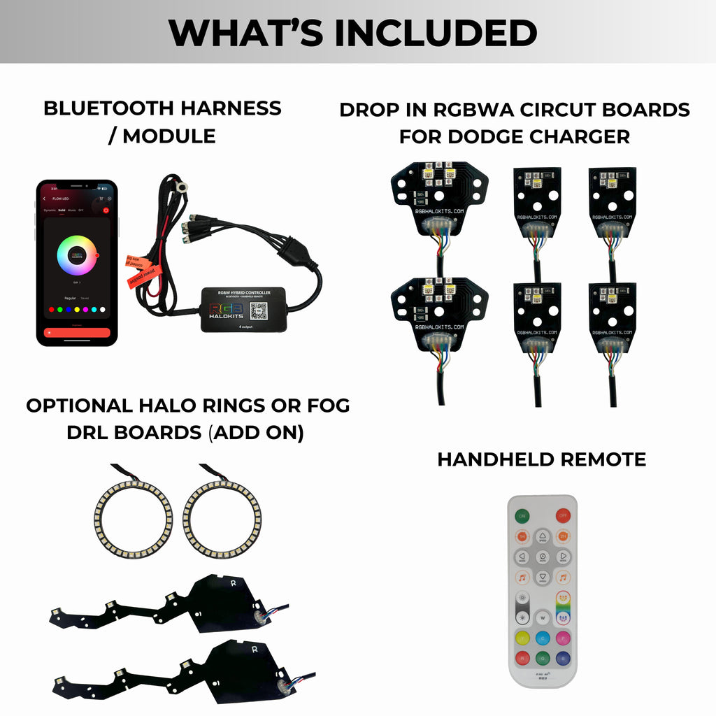 RGB Halo Kits Dodge Charger RGBWA DRL Boards (2015-2023)
