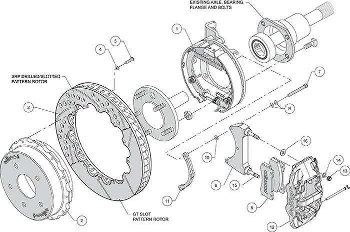 WIL140-10941-DR-Wilwood AERO4 Rear P-Brake Kit 14.00in Drilled Red Chevy C-10 2.42 Offset 5-lug-Big Brake Kits-Wilwood