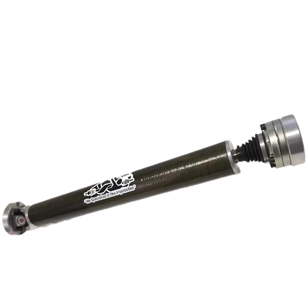 Close-up of 3.25" high-modulus carbon tubing with billet 1350 ends  