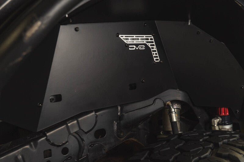 Close-up of DV8 Offroad Bronco rear inner fender liner aluminum construction