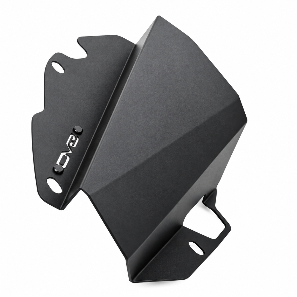 Black powder-coated aluminum panels from the DV8 INFT2-01 inner fender liner kit
