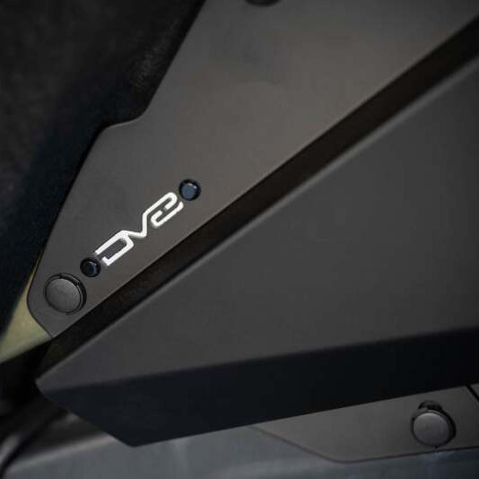 DV8 logo and dual-stage black powder-coat detail on an aluminum inner fender liner