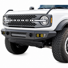 Load image into Gallery viewer, DV8 OE Plus V2 black steel front bumper installed on a Ford Bronco