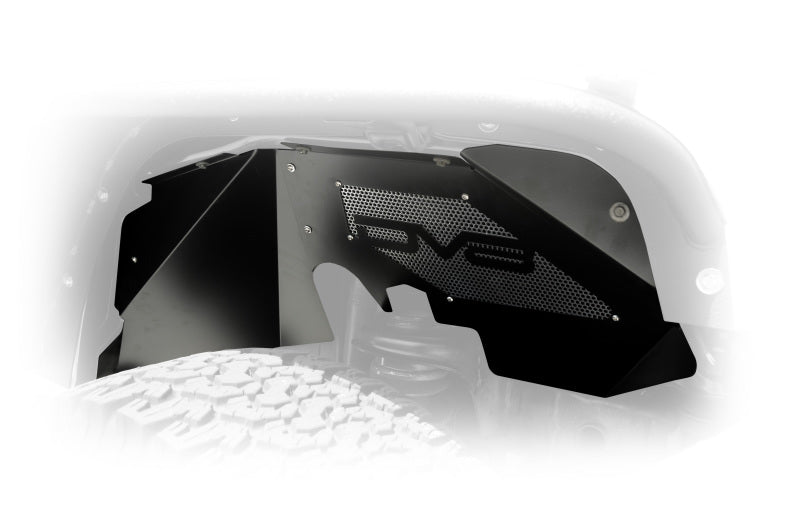 DV8 Offroad 07-18 Jeep Wrangler JK Front Aluminum Inner Fender - Black - Black Ops Auto Works
