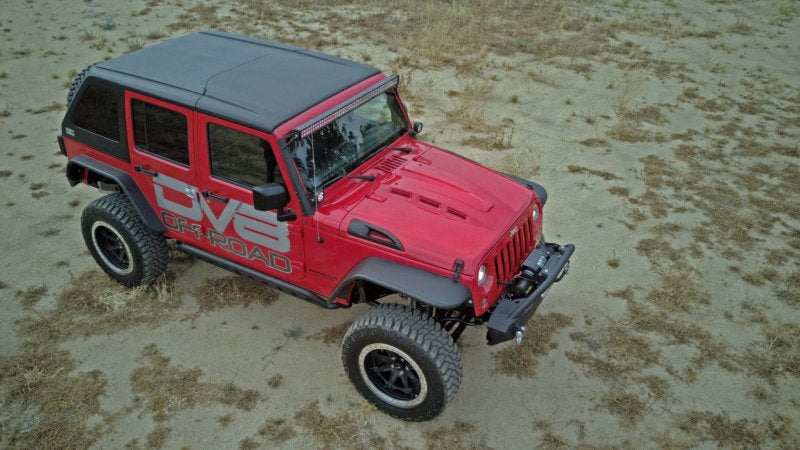 DV8 Offroad 07-18 Jeep Wrangler JK Metal Heat Dispersion Hood - Primer Black - Black Ops Auto Works