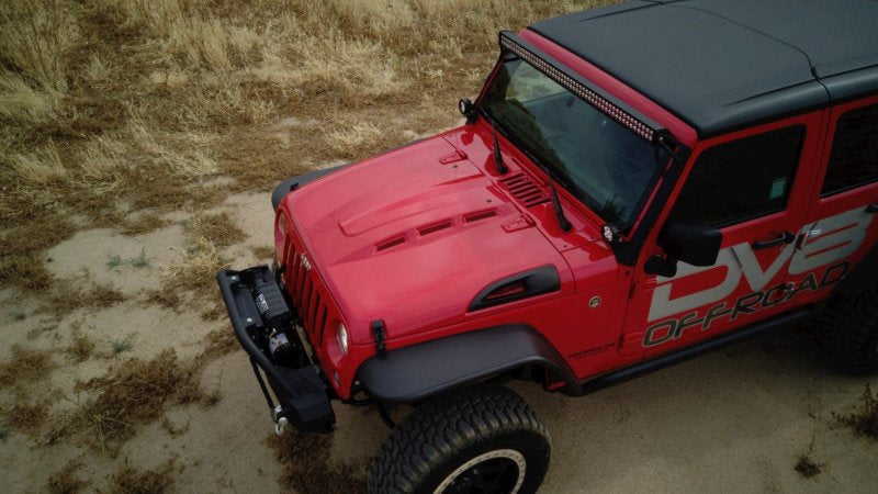 DV8 Offroad 07-18 Jeep Wrangler JK Metal Heat Dispersion Hood - Primer Black - Black Ops Auto Works