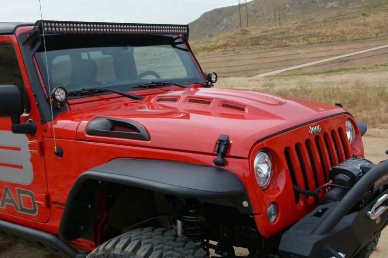 DV8 Offroad 07-18 Jeep Wrangler JK Metal Heat Dispersion Hood - Primer Black - Black Ops Auto Works