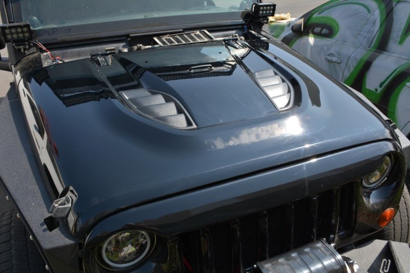 DV8 Offroad 07-18 Jeep Wrangler JK Rubicon 10th Anniversary Replica Hood - Black Ops Auto Works