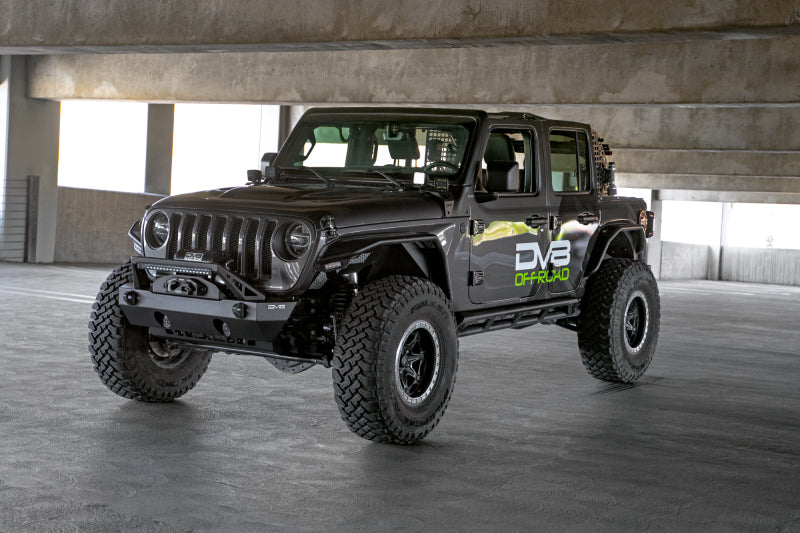 DVEFBJL-06-DV8 Offroad 07-23 Jeep Wrangler/Gladiator JT/JK/JL FS-25 Stubby Front Bumper w/Plated Bull Bar-Bumpers - Steel-DV8 Offroad