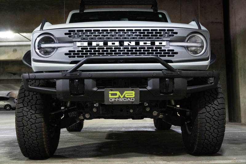 DV8 Offroad 21-22 Ford Bronco Factory Front Bumper Licence Relocation Bracket - Front - Black Ops Auto Works