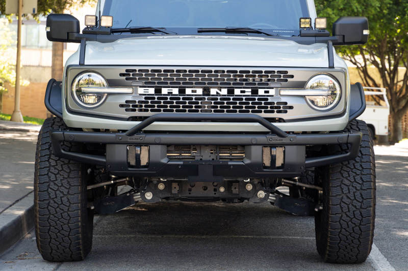 DV8 Offroad 21-22 Ford Bronco Factory Front Bumper Licence Relocation Bracket - Front - Black Ops Auto Works