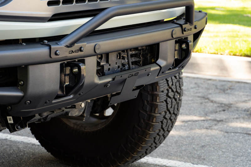 DV8 Offroad 21-22 Ford Bronco Factory Front Bumper Licence Relocation Bracket - Front - Black Ops Auto Works