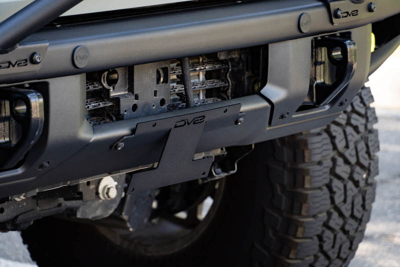 DV8 Offroad 21-22 Ford Bronco Factory Front Bumper Licence Relocation Bracket - Front - Black Ops Auto Works