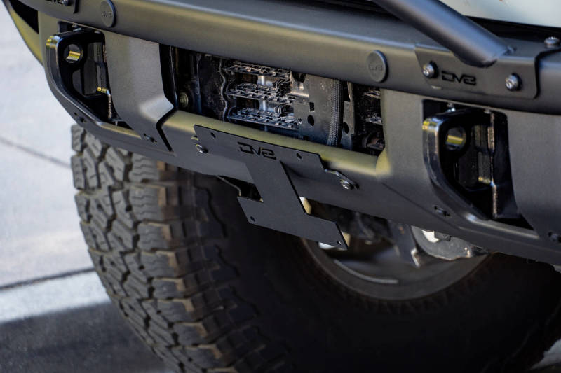 DV8 Offroad 21-22 Ford Bronco Factory Front Bumper Licence Relocation Bracket - Front - Black Ops Auto Works
