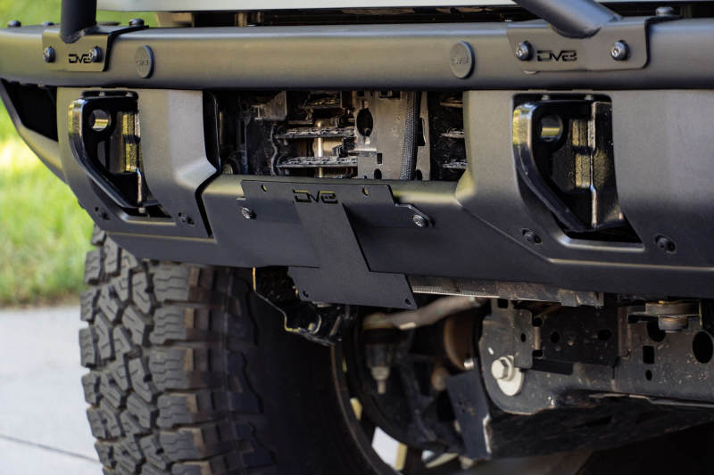 DV8 Offroad 21-22 Ford Bronco Factory Front Bumper Licence Relocation Bracket - Front - Black Ops Auto Works