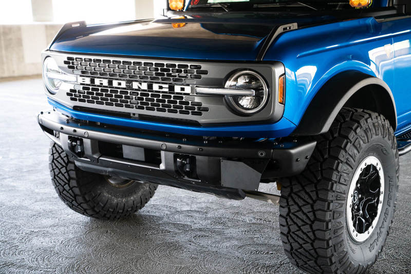 DV8 Offroad 21-22 Ford Bronco Factory Front Bumper License Relocation Bracket - Side - Black Ops Auto Works