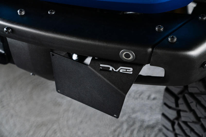 DV8 Offroad 21-22 Ford Bronco Factory Front Bumper License Relocation Bracket - Side - Black Ops Auto Works