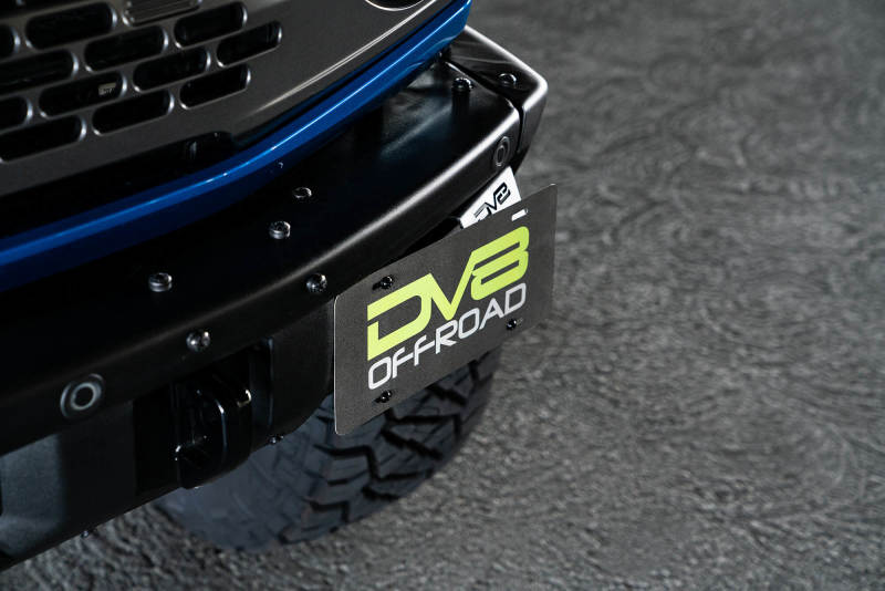 DV8 Offroad 21-22 Ford Bronco Factory Front Bumper License Relocation Bracket - Side - Black Ops Auto Works