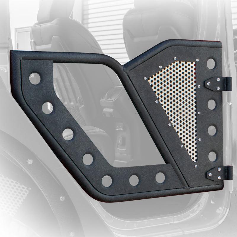 DV8 Offroad Jeep 18+ Wrangler JL / 20+ Gladiator JT Front Rock Doors w/ Perforated Aluminum Mesh - Black Ops Auto Works