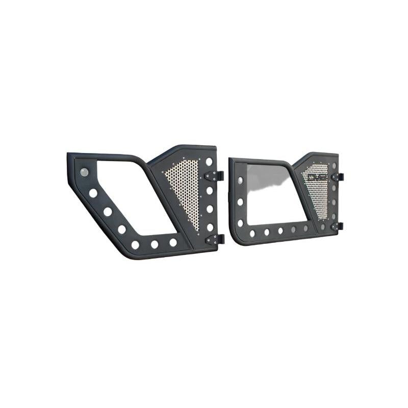 DV8 Offroad Jeep 18+ Wrangler JL / 20+ Gladiator JT Rear Rock Doors w/ Perforated Aluminum Mesh - Black Ops Auto Works