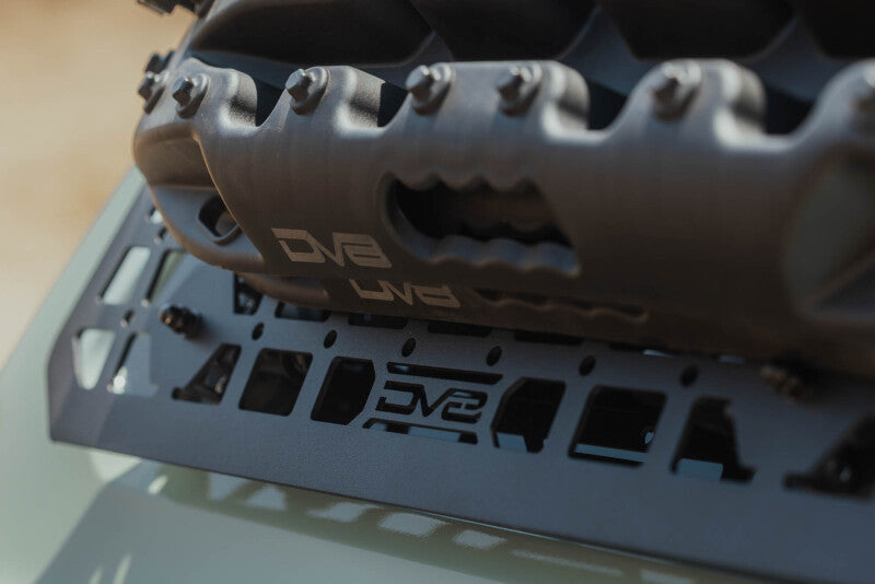 Close-up of DV8 molle panel weave pattern mounted to roof rack