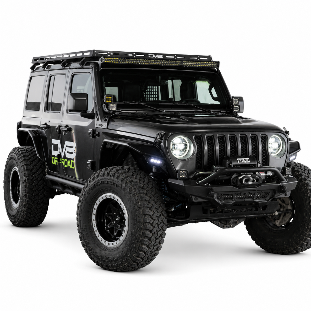 DV8 50 inch LED light bar mount for Jeep Wrangler JL and Gladiator off-road lighting