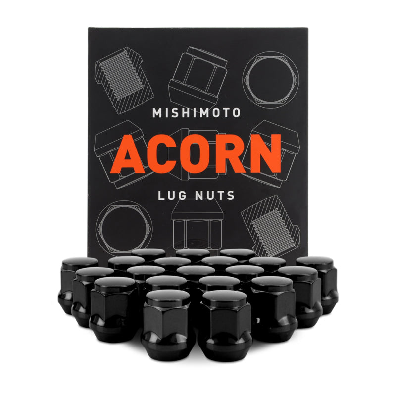 Mishimoto Steel Acorn Lug Nuts M12 x 1.5 - 20pc Set - Black-Lug Nuts-Mishimoto