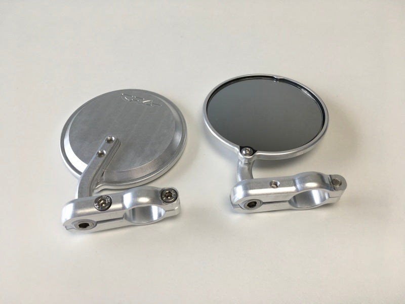 CRGHSLS-201-L-CRG Hindsight Folding 3 in. Round Bar-End Mirror Left - Silver-Side Mirrors-CRG Constructors