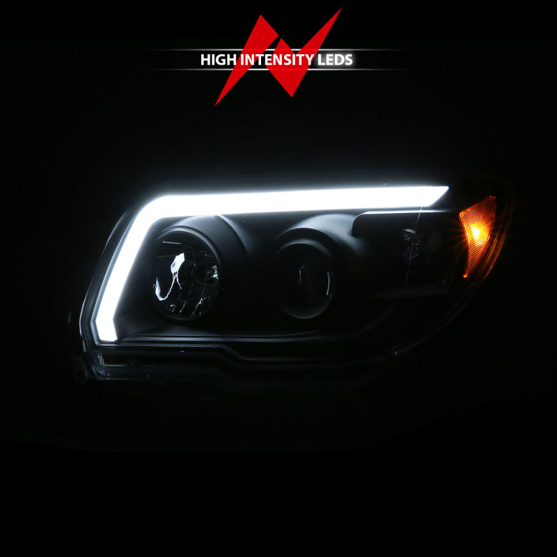 ANZ111616-ANZO 06-09 Toyota 4 Runner Projector Headlights Plank Style - Black-Headlights-ANZO