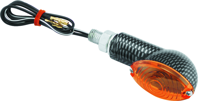 BKM266018-BikeMaster Ministalk Marker Light Oval Carbon/Amber-Sidemarkers & Indicators-Bike Master