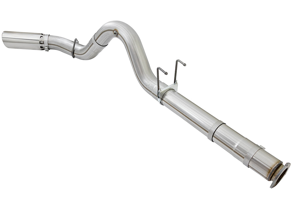 aFe aFe ATLAS 5in DPF-Back Alum Steel Exhaust System w/Polished Tip 2017 Ford Diesel Trucks V8-6.7L (td)