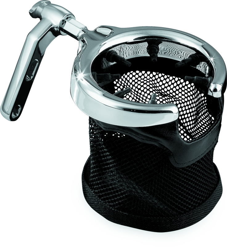 KUR1462-Kuryakyn Mesh Basket Universal Drink Holder Perch Mount Chrome-Cup Holders-Kuryakyn