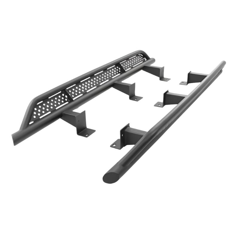 GORFS4505T-Go Rhino 07-18 Jeep Wrangler JKU 4dr Xtreme Frame Mount Sliders - Tex. Blk-Frame Sliders-Go Rhino