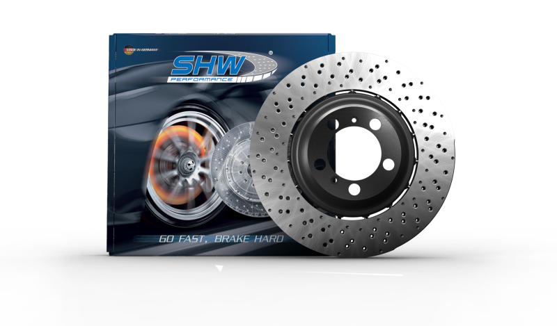SHW 08-14 Mercedes-Benz CL63 AMG Front Dimpled Lightweight Brake Rotor (2214211312-64)-Brake Rotors - Drilled-SHW Performance