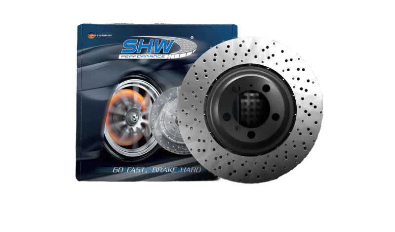 SHWPRR42087-SHW 20-21 Porsche 718 Cayman GT4 4.0L Right Rear Drill-Dimp Lightweight Brake Rotor (98135240881)-Brake Rotors - Drilled-SHW Performance