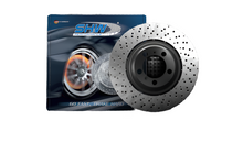 Load image into Gallery viewer, SHWPRR42087-SHW 20-21 Porsche 718 Cayman GT4 4.0L Right Rear Drill-Dimp Lightweight Brake Rotor (98135240881)-Brake Rotors - Drilled-SHW Performance