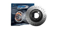 Load image into Gallery viewer, SHWPRL41987-SHW 20-21 Porsche 718 Cayman GT4 4.0L Left Rear Drilled-Dimp Lightweight Brake Rotor (98135240781)-Brake Rotors - Drilled-SHW Performance