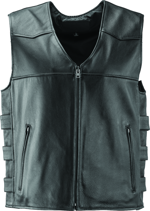 RIV094408-River Road Plains Leather Vest Black - XL-Vests-River Road