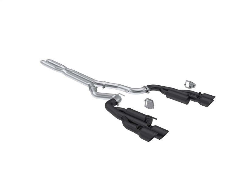 MBRPS7282BLK-MBRP 2024+ Ford Mustang 5.0L Blk Alum. SS 3in Cat-Back Exhaust w/ Quad Blk Tips (Valve Delete)-Catback-MBRP