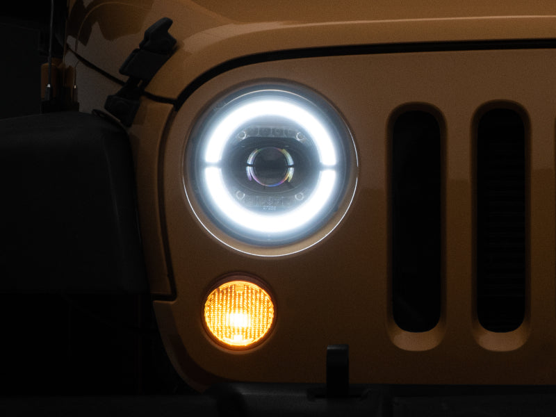 RAXJ132813-Raxiom 07-18 Jeep Wrangler JK Axial Series LED Headlights- Black Housing (Clear Lens)-Headlights-Raxiom