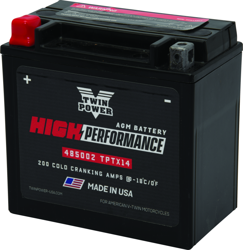 TWP485002-Twin Power YTX14 High Performance Battery Replaces H-D 65948-00 Made in USA-Batteries-TwinPower