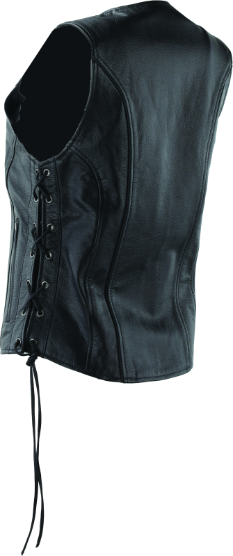 RIV094444-River Road Sapphire Leather Vest Black Womens - Small-Vests-River Road