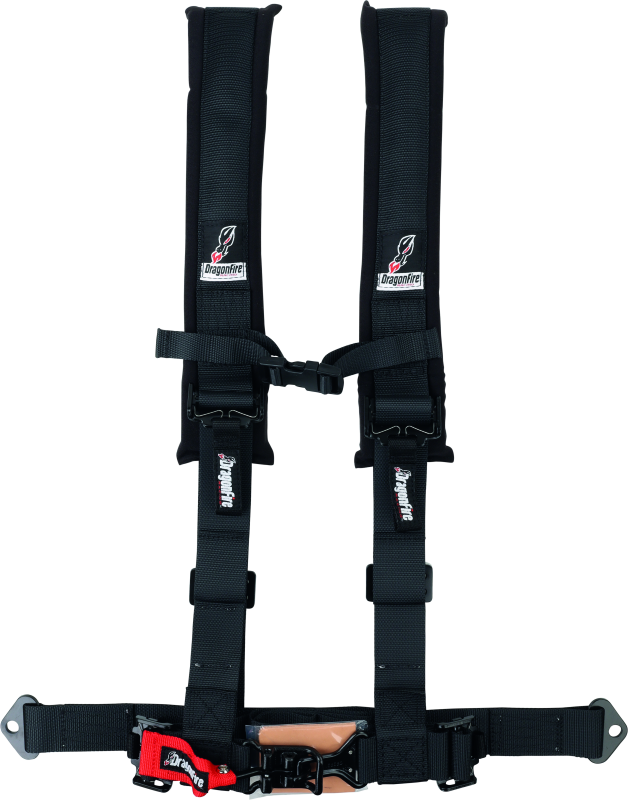 DFR521271-DragonFire Racing Harness- H-Style- 4-Point- 2in Buckle- Black-Seat Belts & Harnesses-DragonFire Racing