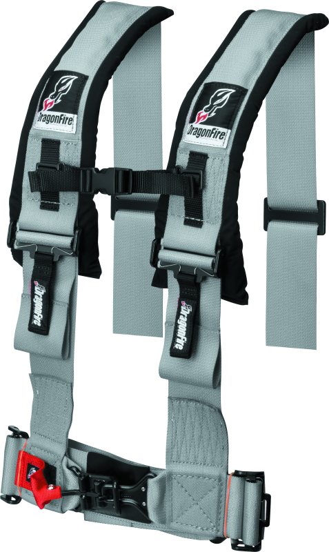 DFR521357-DragonFire Racing Harness H Style- 4-Point- 3in Buckle- Grey-Seat Belts & Harnesses-DragonFire Racing