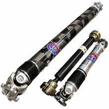 Load image into Gallery viewer, East Coast Driveline HD Driveshaft Kit carbon fiber shaft with comparison shafts angled view