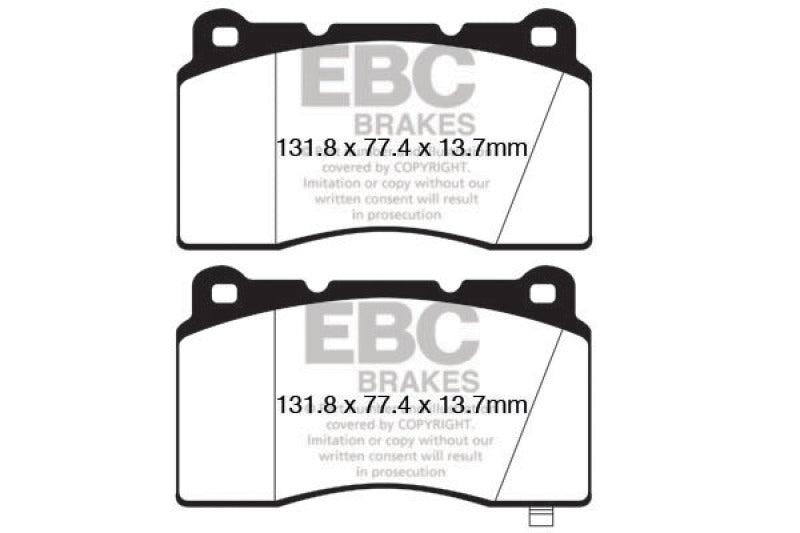 EBC 09+ Hyundai Genesis Coupe 2.0 Turbo (Brembo) Redstuff Front Brake Pads - Black Ops Auto Works