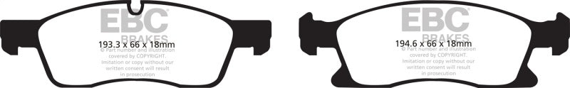 EBC 11+ Dodge Durango 3.6 Greenstuff Front Brake Pads - Black Ops Auto Works